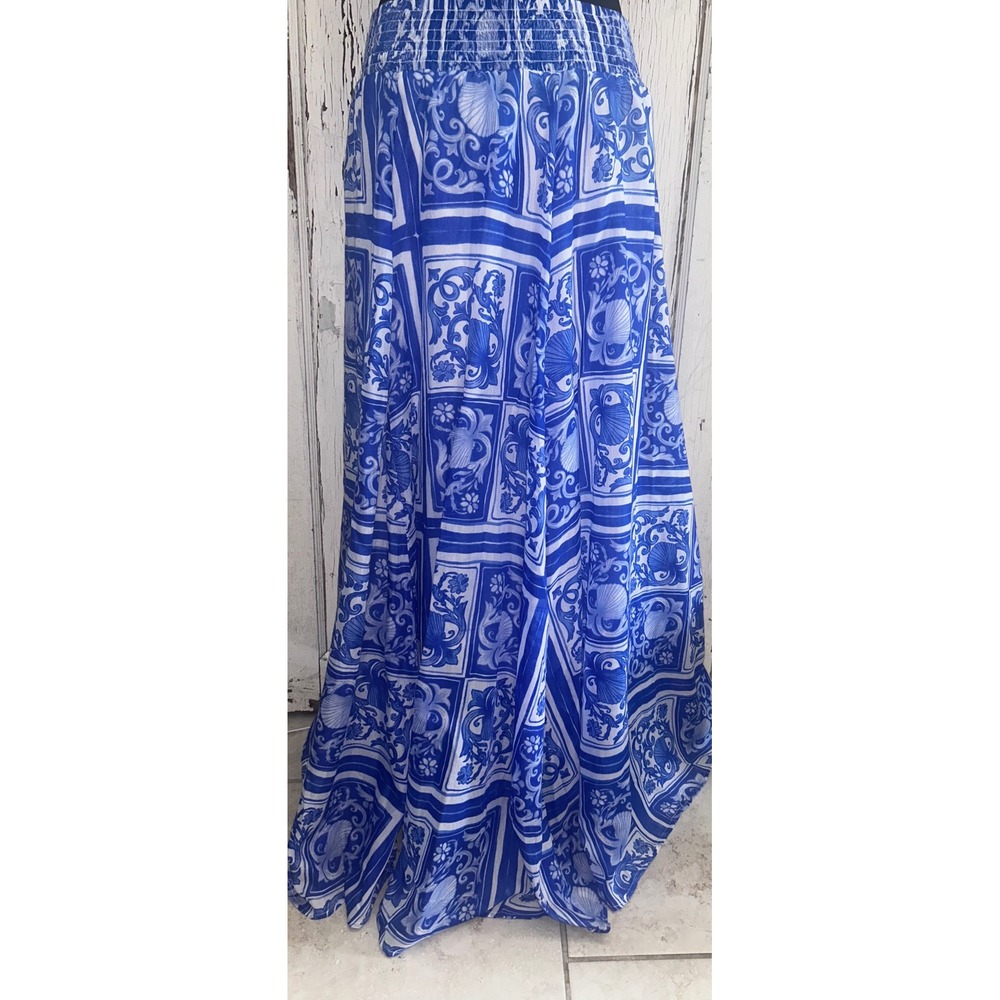 Blue & White Full Maxi Skirt- XL - Picture 6 of 6